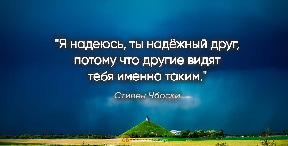 Стивен Чбоски цитата: "Я надеюсь, ты надёжный друг, потому что другие видят тебя..."