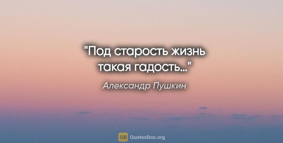 Александр Пушкин цитата: "Под старость жизнь такая гадость…"