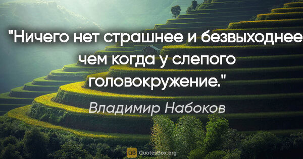 Владимир Набоков цитата: "Ничего нет страшнее и безвыходнее, чем когда у слепого..."
