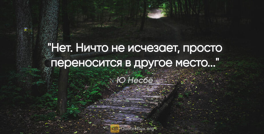 Ю Несбё цитата: "Нет. Ничто не исчезает, просто переносится в другое место..."