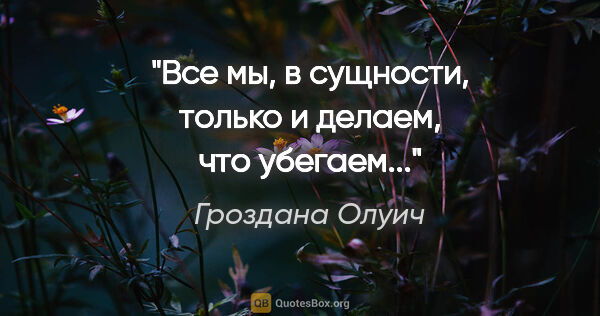 Гроздана Олуич цитата: "Все мы, в сущности, только и делаем, что убегаем..."