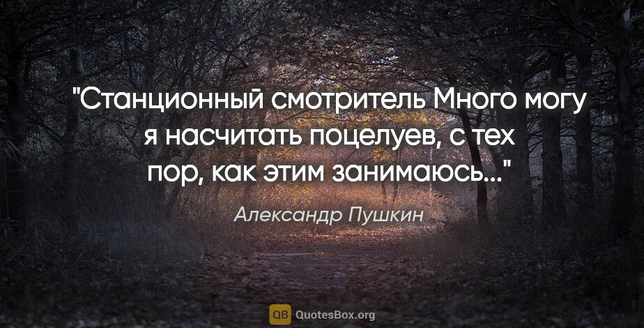 Александр Пушкин цитата: ""Станционный смотритель"

Много могу я насчитать поцелуев, с..."