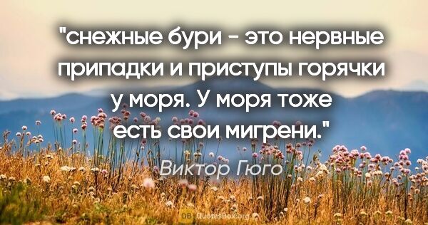 Виктор Гюго цитата: "снежные бури - это нервные припадки и приступы горячки у моря...."