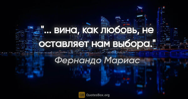 Фернандо Мариас цитата: "... вина, как любовь, не оставляет нам выбора."