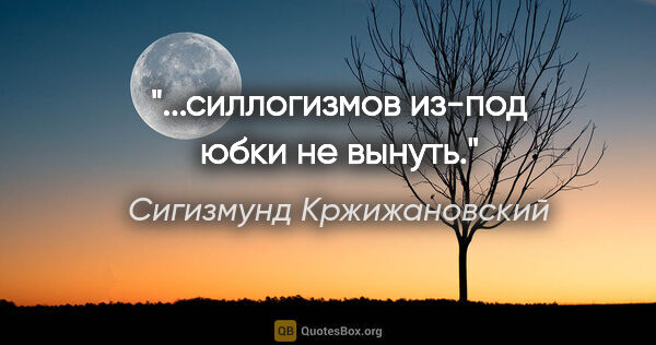 Сигизмунд Кржижановский цитата: "...силлогизмов из-под юбки не вынуть."