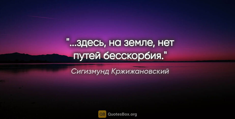 Сигизмунд Кржижановский цитата: "...здесь, на земле, нет путей бесскорбия."