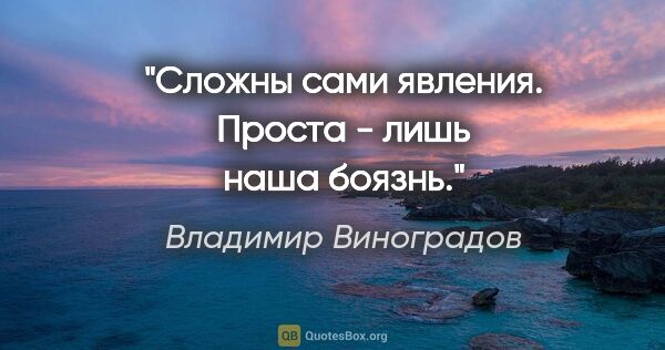 Владимир Виноградов цитата: "Сложны сами явления. Проста - лишь наша боязнь."