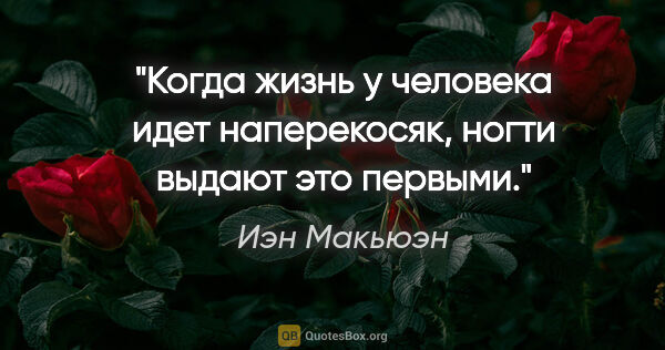 Иэн Макьюэн цитата: "Когда жизнь у человека идет наперекосяк, ногти выдают это..."