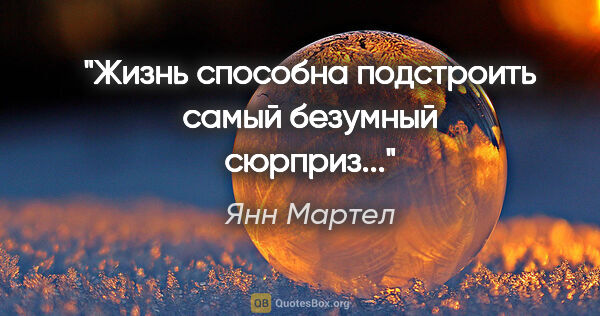 Янн Мартел цитата: "Жизнь способна подстроить самый безумный сюрприз..."