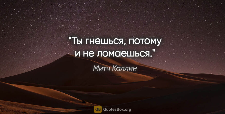 Митч Каллин цитата: "Ты гнешься, потому и не ломаешься."