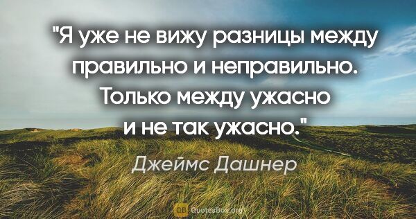 Джеймс Дашнер цитата: "Я уже не вижу разницы между "правильно" и "неправильно"...."