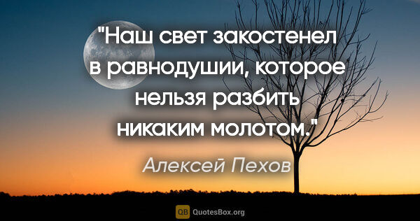 Алексей Пехов цитата: "Наш свет закостенел в равнодушии, которое нельзя разбить..."