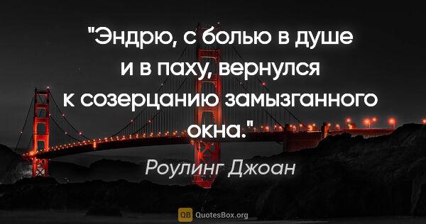 Роулинг Джоан цитата: "Эндрю, с болью в душе и в паху, вернулся к созерцанию..."