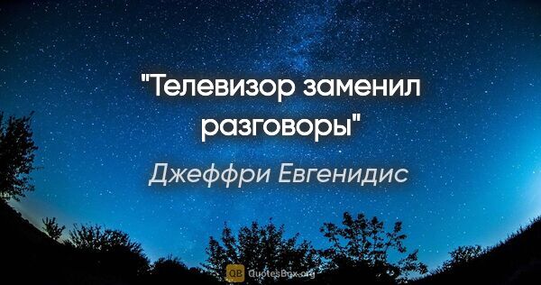 Джеффри Евгенидис цитата: "Телевизор заменил разговоры"