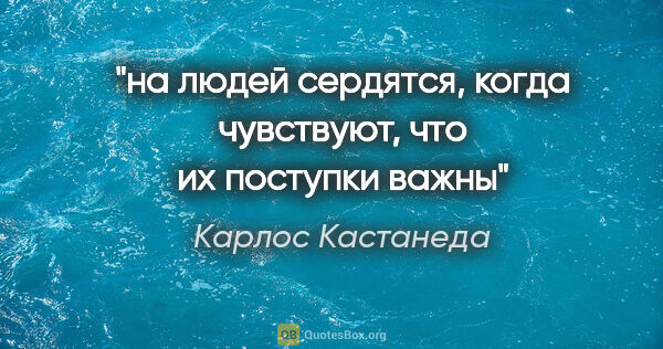 Карлос Кастанеда цитата: "на людей сердятся, когда чувствуют, что их поступки важны"