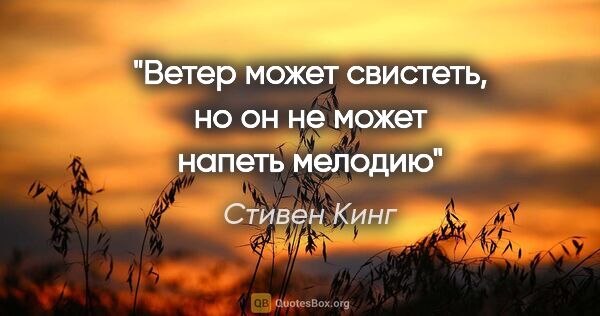 Стивен Кинг цитата: "Ветер может свистеть, но он не может напеть мелодию"