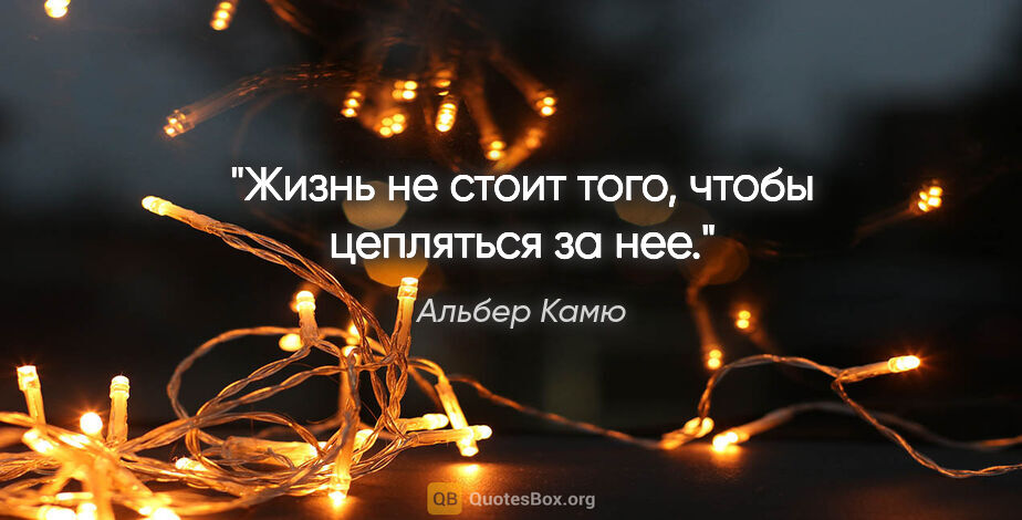 Альбер Камю цитата: "Жизнь не стоит того, чтобы цепляться за нее."