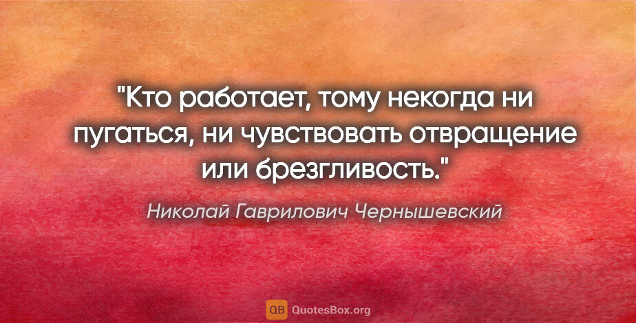 Николай Гаврилович Чернышевский цитата: "Кто работает, тому некогда ни пугаться, ни чувствовать..."