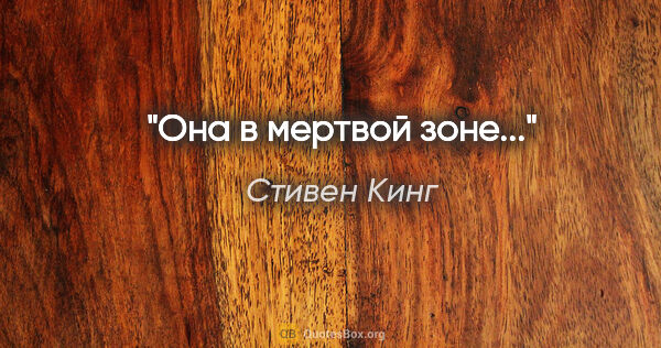 Стивен Кинг цитата: "Она в мертвой зоне..."