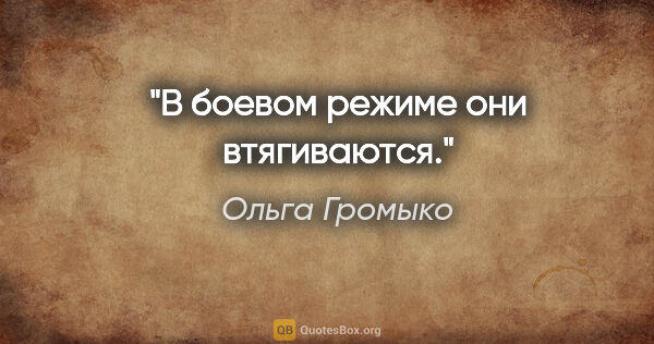 Ольга Громыко цитата: "В боевом режиме они втягиваются."