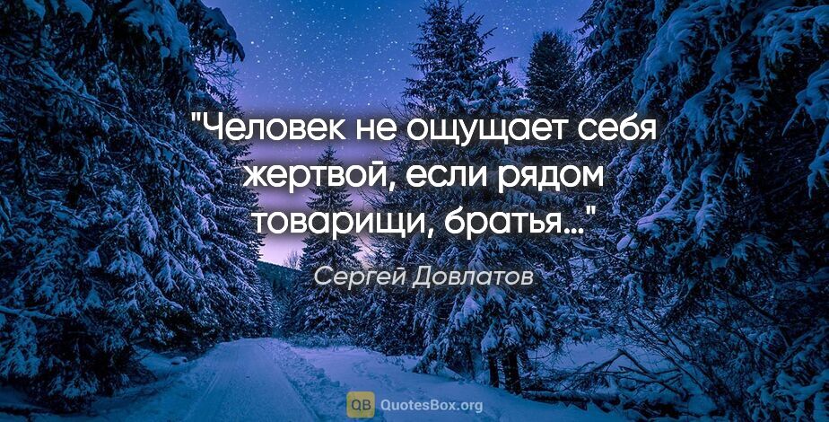 Сергей Довлатов цитата: "Человек не ощущает себя жертвой, если рядом товарищи, братья…"