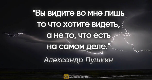 Александр Пушкин цитата: "Вы видите во мне лишь то что хотите видеть, а не то, что есть..."