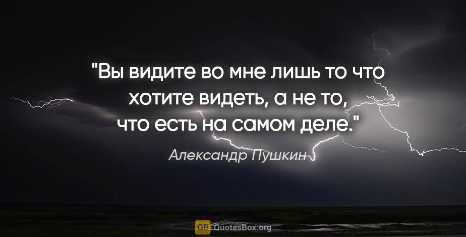 Александр Пушкин цитата: "Вы видите во мне лишь то что хотите видеть, а не то, что есть..."
