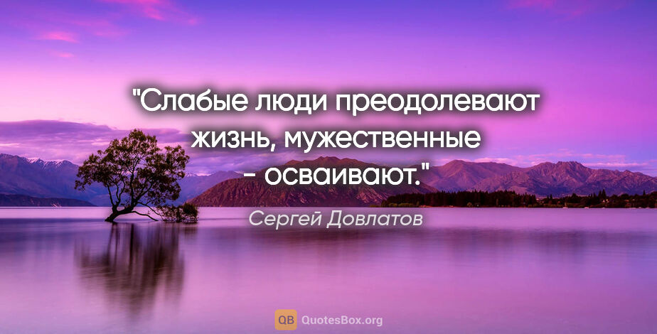 Сергей Довлатов цитата: "Слабые люди преодолевают жизнь, мужественные - осваивают."