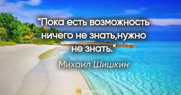 Михаил Шишкин цитата: "Пока есть возможность ничего не знать,нужно не знать."