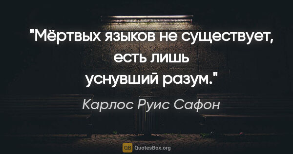 Карлос Руис Сафон цитата: "Мёртвых языков не существует, есть лишь уснувший разум."