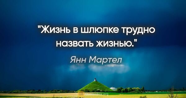 Янн Мартел цитата: "Жизнь в шлюпке трудно назвать жизнью."