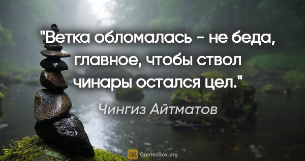 Чингиз Айтматов цитата: "Ветка обломалась - не беда, главное, чтобы ствол чинары..."