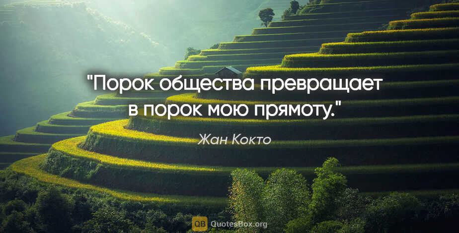 Жан Кокто цитата: "Порок общества превращает в порок мою прямоту."