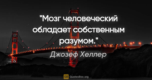 Джозеф Хеллер цитата: "Мозг человеческий обладает собственным разумом."