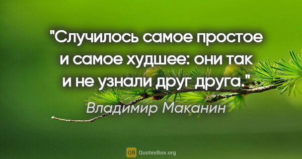 Владимир Маканин цитата: "Случилось самое простое и самое худшее: они так и не узнали..."