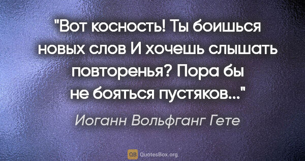 Иоганн Вольфганг Гете цитата: "Вот косность! Ты боишься новых слов

И хочешь слышать..."