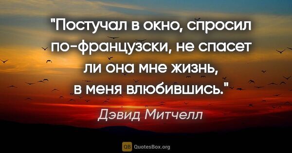 Дэвид Митчелл цитата: "Постучал в окно, спросил по-французски, не спасет ли она мне..."