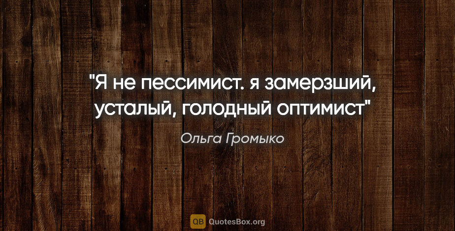 Ольга Громыко цитата: "«Я не пессимист. я замерзший, усталый, голодный оптимист»"