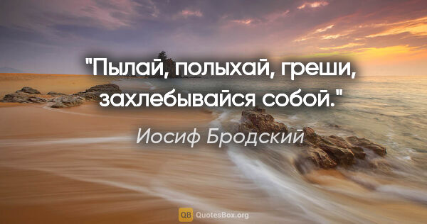 Иосиф Бродский цитата: "Пылай, полыхай, греши,

захлебывайся собой."