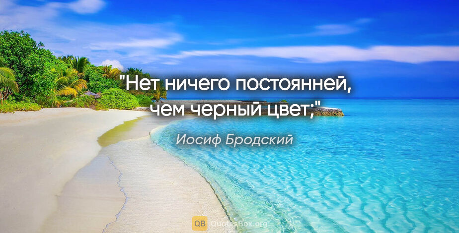 Иосиф Бродский цитата: "Нет ничего постоянней, чем черный цвет;"