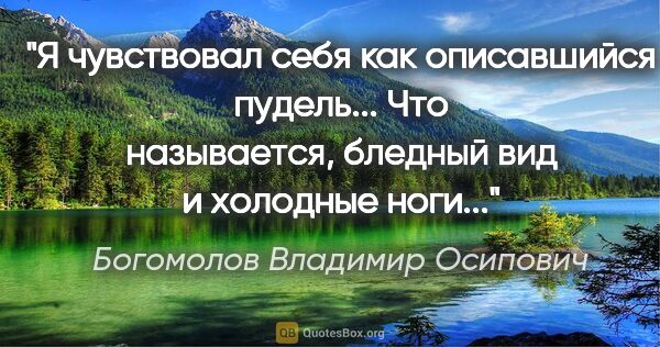 Богомолов Владимир Осипович цитата: "Я чувствовал себя как описавшийся пудель... Что называется,..."