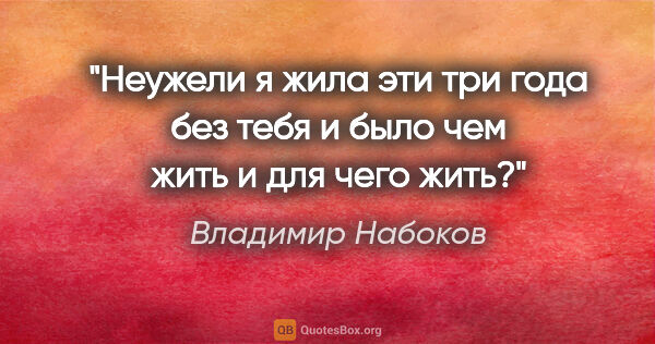 Владимир Набоков цитата: "Неужели я жила эти три года без тебя и было чем жить и для..."