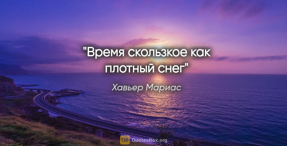 Хавьер Мариас цитата: "Время скользкое как плотный снег"