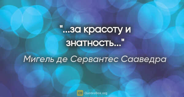 Мигель де Сервантес Сааведра цитата: "...за красоту и знатность..."