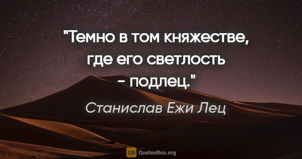 Станислав Ежи Лец цитата: "Темно в том княжестве, где его светлость - подлец."