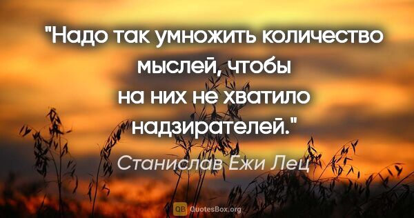 Станислав Ежи Лец цитата: "Надо так умножить количество мыслей, чтобы на них не хватило..."