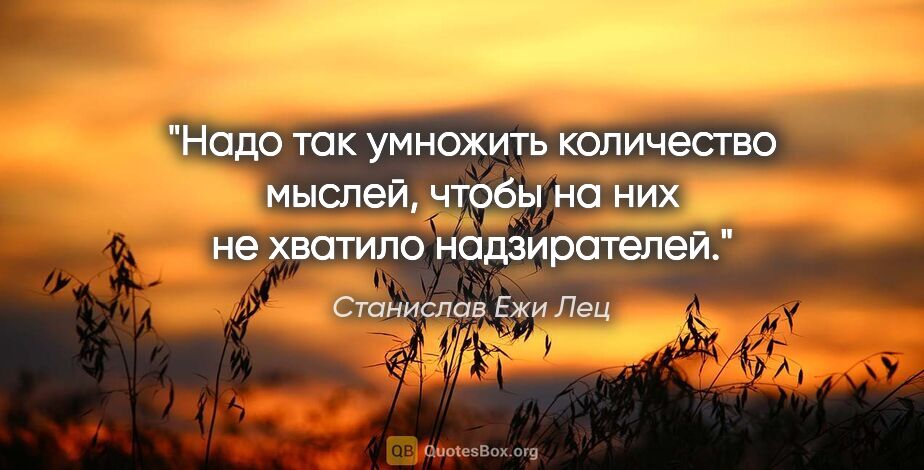 Станислав Ежи Лец цитата: "Надо так умножить количество мыслей, чтобы на них не хватило..."