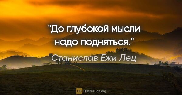 Станислав Ежи Лец цитата: "До глубокой мысли надо подняться."