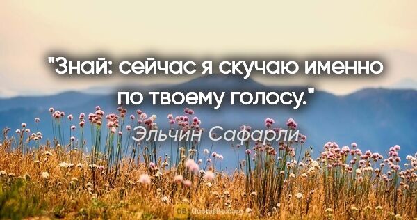 Эльчин Сафарли цитата: "Знай: сейчас я скучаю именно по твоему голосу."