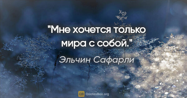 Эльчин Сафарли цитата: "Мне хочется только мира с собой."